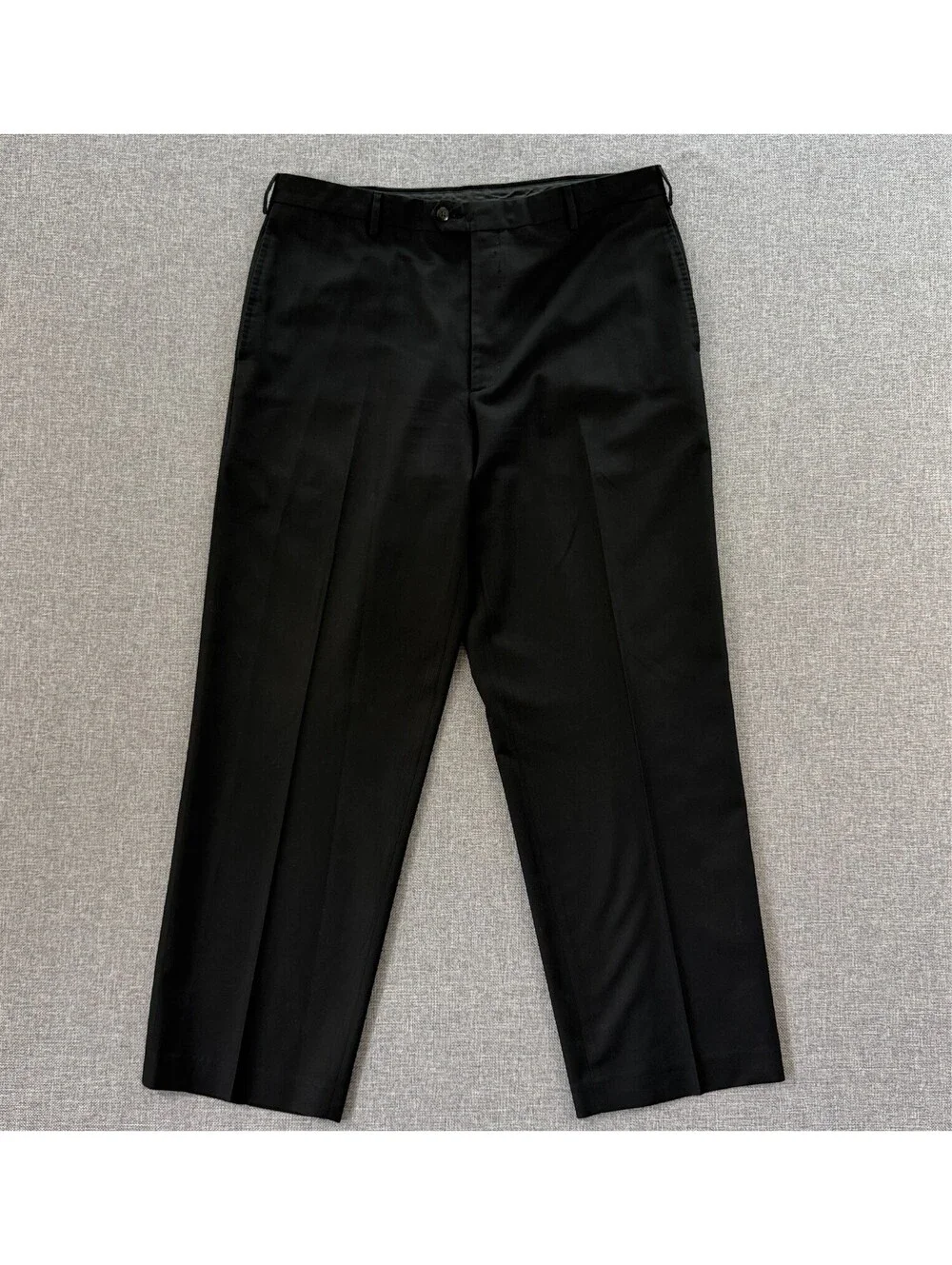 Van Heusen Dress Pants Mens 36x30 Black Flat Front Slacks Classic